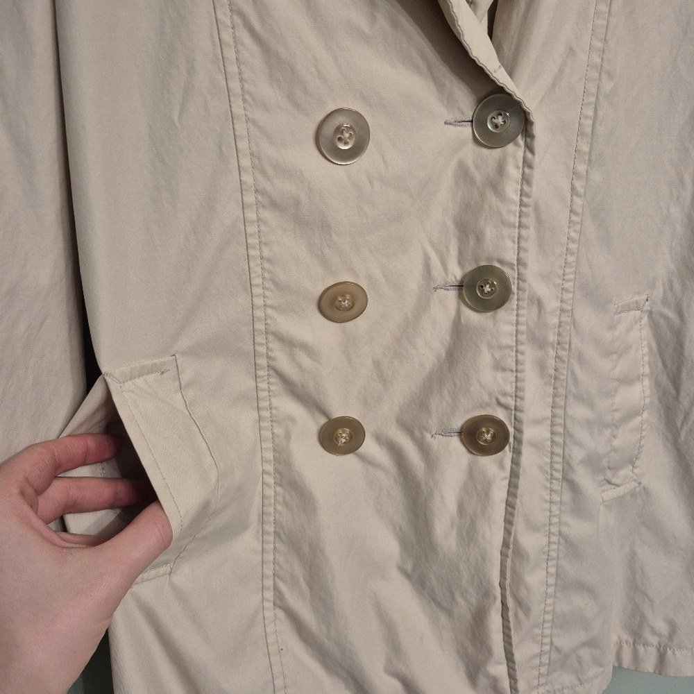 Denver Hayes Women's Neutral Cream Minimalist Spring Trench Coat Size Medium - Picture 3 of 7